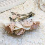 Blush Burlap Flower Hair Clip,Burlap Flower Hair Accessories thumbnail-2