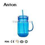 Bulk Fancy Blue Glass Mason Jar With Lid and Handles thumbnail-1