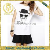 europe street style fashion letter people printed cotton fabric cheap woman blouse