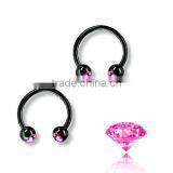 Circular Barbell Lip Piercing With Crystal Body Piercing Jewelry thumbnail-1