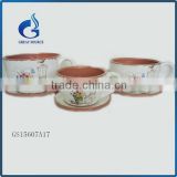 tea cup shape ceramic planter flower pots with saucer                        
                                                Quality Choice