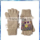 young girls space dye owl capped fashion knitted gloves