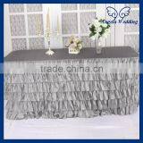 SK001C New 2015 Elegant Polyester Ruffled Steps in Bridal Grey Table Skirts thumbnail-1