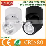 indoor surface mounted 360 degree led ceiling rotating spotlight