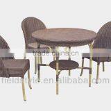 Outdoor Rattan Furniture Woven Glass Dining Table and Chair thumbnail-1