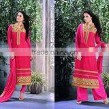 Indian Designer Salwar Work With Net Suit Neck Border Wear Corner Borders Salwar Kameez thumbnail-5