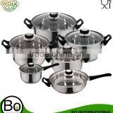 STAINLESS STEEL 12 PC COOKWARE SET