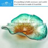 gold blue fruit designed handblown artistic murano glass wall plates with special pattern for home decor