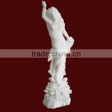 Small White Marble Statue Of Girl Carving