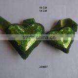 Heart Shaped Green Colour Glass Beads Christmas Tree Ornament Available in All Colours and Sizes thumbnail-1