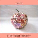 Holiday Decoration Iridescent Colored Art Crackle Mosaic Antique Murano Glass Apple thumbnail-1