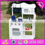 2017 New Design Children Pretend Play White Wooden Toy Kitchen Play Set W10C045W thumbnail-2