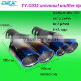 Car Parts Universal Blue Plated Slanted Oval Exhaust Tip