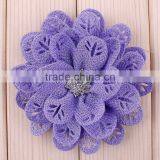 Hot Cutting Fabric Flower With Rhinestone Center for Kids Hair Accessories thumbnail-1