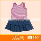Hot Sale Floral Children Wear Striped Cotton Baby Girl Dress thumbnail-2