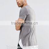 High Quality Plain Super Longline Scoop Curved Hem T-shirt Men thumbnail-2