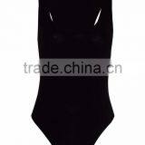 Custom Women Plain Black Cotton Spandex Slim Fit Ladies Basic Black Racer Back Bodysuit thumbnail-3