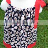 Navy and Red Baseball Pillowcase Dress for Little Girls Toddler thumbnail-2