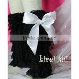 Kids Black Lace Petti Warmers With White Bow LM3B7 thumbnail-1