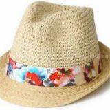 Beige Fedora Paper Straw Hat thumbnail-1