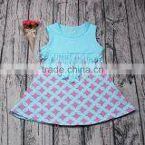 Yawoo Low Price Lattice Patterns Tassels Sleeveless Kids Casual Dresses Children Girl Dress