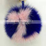 Fur Pom Pom Keychain Whole Fox Fur Accessory Alphabet Bag Charm thumbnail-2