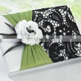 Latest moroccan Green & Black lace decoration wedding Guest Book wholesale a fresh look in traditional elements
