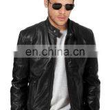 Black Pure Sheepskin Leather Biker Jacket 2017 thumbnail-1
