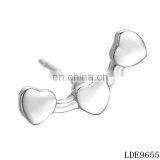 925 Sterling Silver Cartilage Piercing Stud Earrings Three Hearts Earrings thumbnail-2