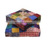 Silk Sari Patchwork Floor Cushions Silk Kantha Patchwork Floor Pillows thumbnail-1