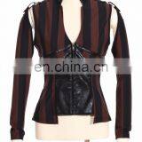 Steampunk Stripped Top-vest With Removable Sleeves thumbnail-1