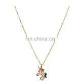 Fashion Jewelry Unicorn Pendant Charm Soft Enamel Necklace for Women/lady Sparking Gold Silver Horse Necklace thumbnail-3