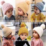 Winter Hats For Kids Pompom Fur Knitted Beanie Cap Baby Children Fur Pom Pom Hat Girls Boys Warm Outdoor Ski Caps Bonnet thumbnail-3