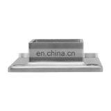 Square Stainless Steel Inox 304 Satin Polish Punching Floor Mounted Handrail Tube Flange With 4 Screws thumbnail-4