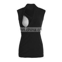 Cross Border 2020 Summer New Women's Hoodies T-Shirt European And American Mother Baby Nursing Round Neck Sleeveless Large Blank thumbnail-1