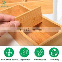 5 Boxes Bamboo Kitchen Drawer Organizer for Large Utensils Bathroom Drawer Organizers Drawer Divider thumbnail-4