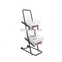Metal Display Rack 2 Layers Acrylic Magazine Holder Brochure Holder Magazine Rack for Office thumbnail-1