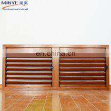 Wood Grain Design Passive Housing Aluminum Solid Storm Shutters Windows Louvered