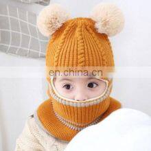 Kids Winter Hats Ears Girls Boys Children Warm Caps Scarf Set Baby Bonnet Enfant Knitted Cute Hat for Girl Boy thumbnail-5