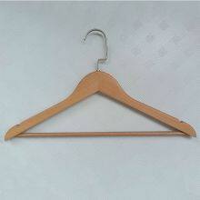Eco-friendly Custom Beech Hanger With Shelft Hose Grooves Hotel Smooth Durable Wooden Cloth Hangers thumbnail-1