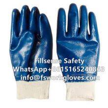Knit Wrist Cotton Jersey Liner Half/Fully Coated Nitrile Gloves Heavy Duty Work Gloves Industrial Work Gloves thumbnail-1