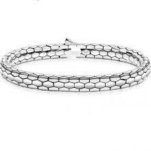 925 Sterling Silver Bracelet, Fine Work, Snake Pattern Bracelet, Bracelet, Trendy Thai Silver, Retrostylish Distressed Jewelry thumbnail-3