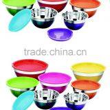5pcs Stainless Steel Mixing Bowl With Color Lid Serving Bowl thumbnail-1