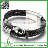 Unisex Leather Wrap Wristband Cuff Magnetic Buckle Braided Bracelet Bangle thumbnail-2