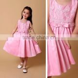 A Pink Bow Dress New Fashion Girl Dress Design for Flower Girls Wedding Party Dress