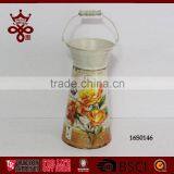 Farm Tools Home Decorative Tall Milk Bucket Tin Pot Wood Handle Metal Milk Tank thumbnail-4