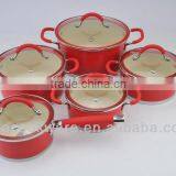 7Pcs Ceramic Color Coating Stainless Steel Cookware Set for Wholesale