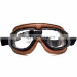 BJ-GT-008 Newest Custom Brown Leather Clear Lens Motocross Goggles thumbnail-2