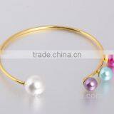 Cuff Charm Gold Color 4 Pearl Shamballa Bracelets Statement Bangles For Women Jewelry thumbnail-5