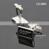 Fashion Men Black Desing Business Gentlemen Luxury Enamel Number 007 Engraved Metal Custom Made Cufflinks thumbnail-4